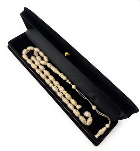 سبحة العاج المطعمة بالفضة النقية