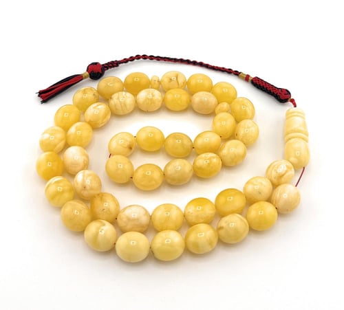 سبحة الكهرمان الكالينقرادي طبيعي 100% خراطة يدوية