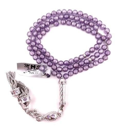 سبحة حجر الزركون البنفسجي