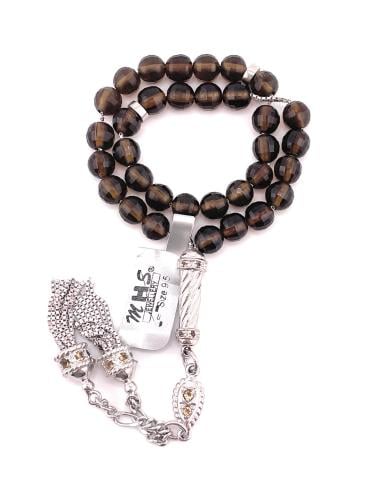 سبحة حجر الزركون البني الغامق