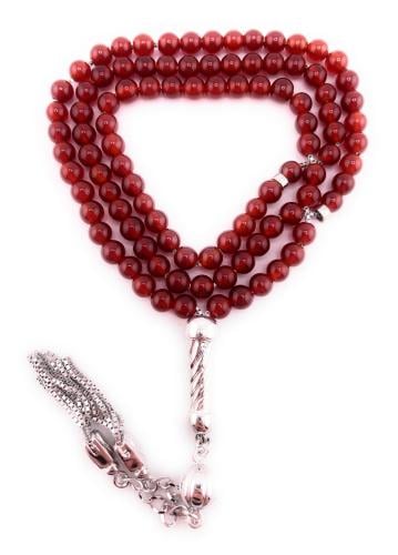 سبحة حجر العقيق الأحمر (Red Agate)