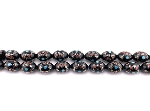 سبحة المرجان الأسود بالذهب عيار 18 مزينة بحجر الفي...