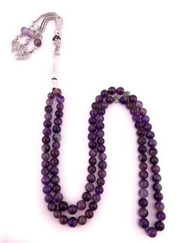 سبحة حجر الجمشت البنفسجي (Amethyst )