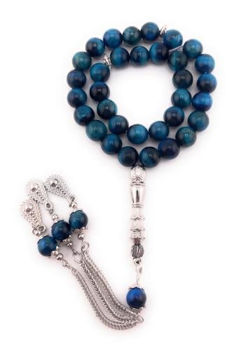 مسبحة حجر عين النمر الازرق(Blue Tiger Eye )