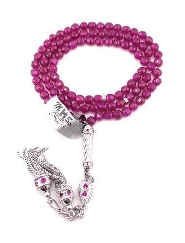 سبحة حجر الزركون الوردي