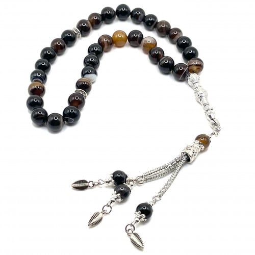 سبحة عقيق سليماني اسود مدرج