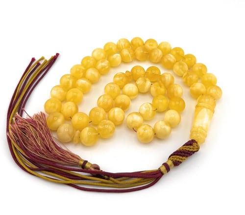 سبحة الكهرمان الكالينقرادي طبيعي 100% خراطة يدوية