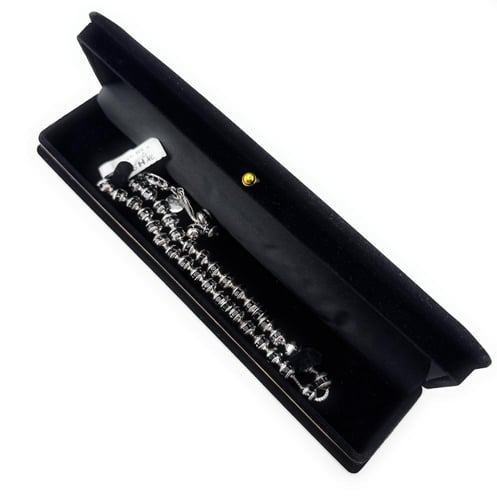 سبحة الفضة المرصعة بحجر الزركون الاسود