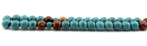 سبحة خشب جوز الكوك الطبيعي المطعم بالفيروز (8 ملم...