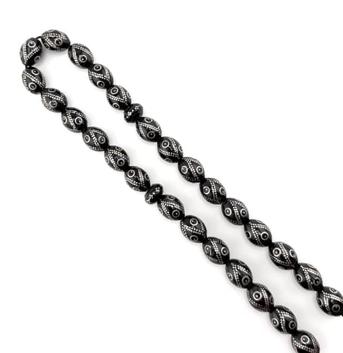 سبحة المرجان الاسود (اليسر) المطعم بالفضة