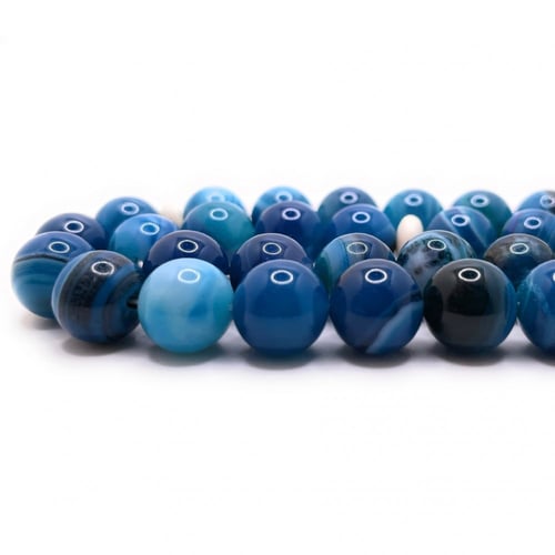 سبحة عقيق سليماني ازرق مع شاهد وفواصل عاج