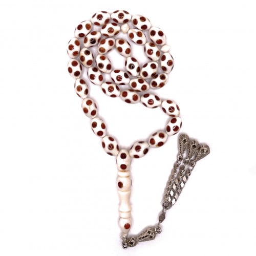 سبحة عاج مطعّم كهرمان