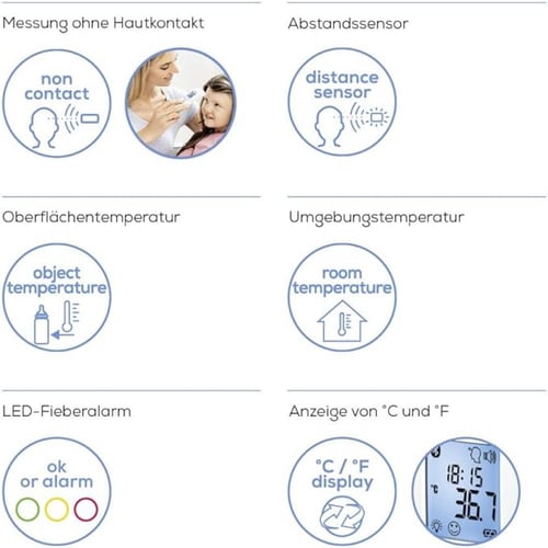 بيورير ميزان حرارة بدون تلامس FT95 مع بلوتوث وتطبي...
