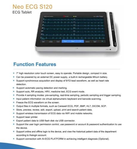 جهاز تخطيط القلب محمول NeoECG S120