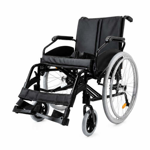 Model 9130 Wide Foldable Wheelchair – supports up to 150 kg; available in 22-inch or 24-inch sizes; a medical wheelchair designed...