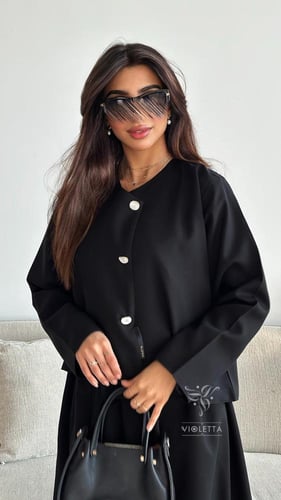 عباية التنورة سوداء بقماش ليمار 6177