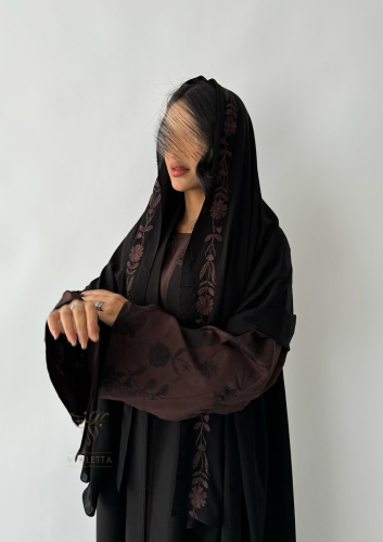 عباية سوداء رسمية يومية بفستان داخلي متصل بني Z613...