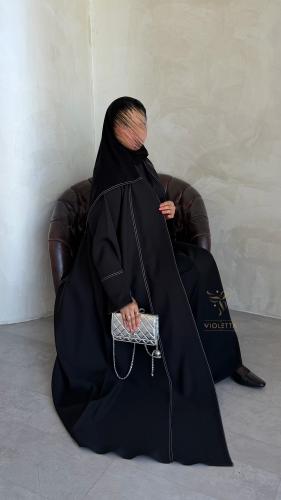 عباية سوداء صيفية بتطريز راقٍ -6208