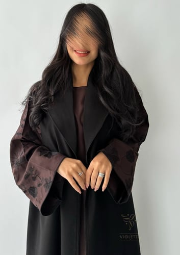 عباية سوداء رسمية يومية بفستان داخلي متصل بني Z613...