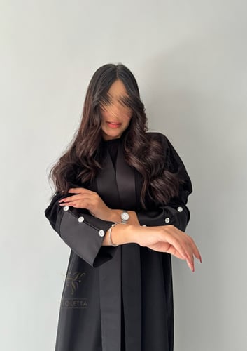 عباية سوداء بأكمام وياقة فخمة z6022
