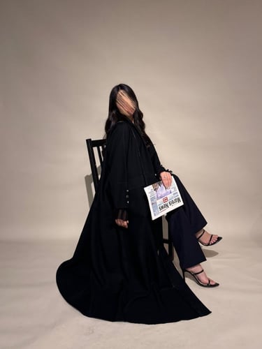 عباية بأكمام من الشيفون - z6009