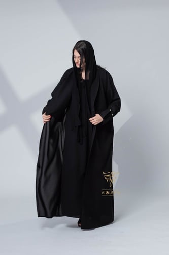 عباية سوداء بياقة رسمية مميز-Z6061