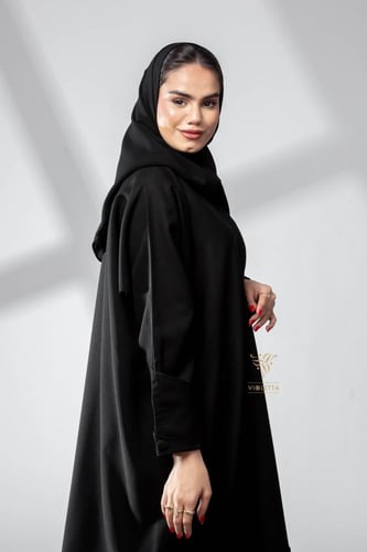 عباية سوداء رسمية بقماش مني ميت- 6050