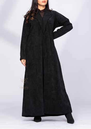 عباية شتوية سوداء بقطعتين Z6101