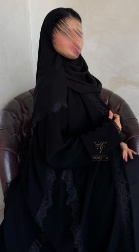 عباية سوداء صيفية بتفاصيل دانتيل راقية -6211