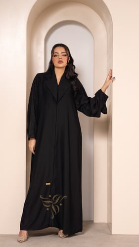 عباية سوداء رسمية بتطريز اسود Z6146