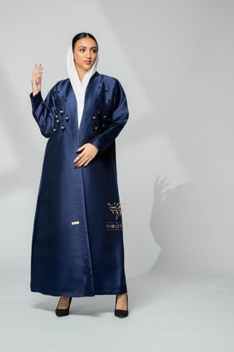 عباية كحلية بتطريز خرزي Z6078