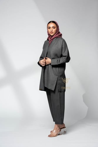 بدلة محجبات باللون الرمادي- Z9456