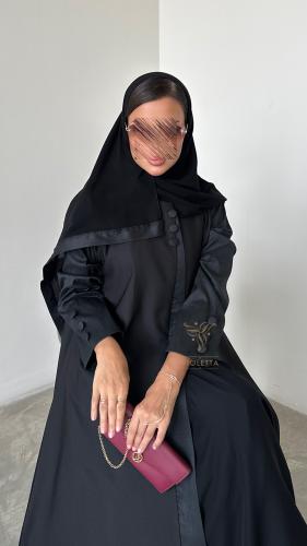 عباية سوداء صيفية بتفاصيل فاخرة -6217