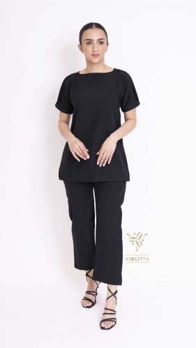 طقم قطعتين أسود تحت العباية Z9028