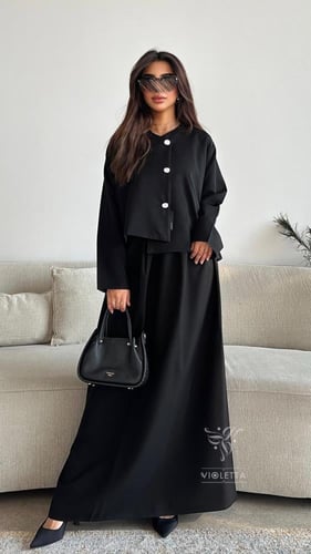 عباية التنورة سوداء بقماش ليمار 6177