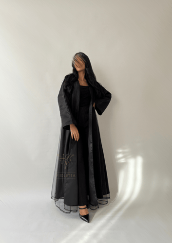 عباية سوداء دبل شيفون كلوش 6169