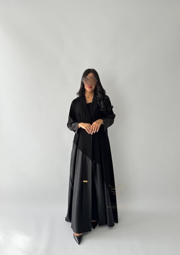 بكج عباية سوداء بياقة رسمية كلوش و فستان تحت العبا...