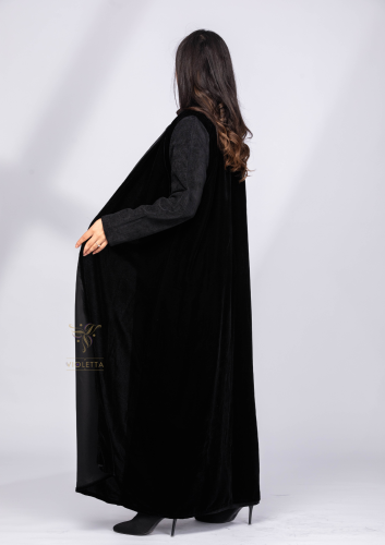 عباية شتوية سوداء بقطعتين Z6101