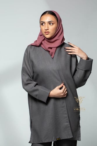 بدلة محجبات باللون الرمادي- Z9456