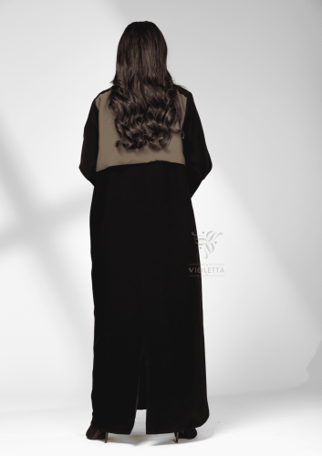 عباية سوداء شتوية بتصميم الترنش كوت - 6158
