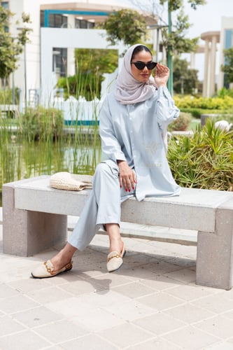 بدلة محجبات باللون أزرق فاتح -Z9455