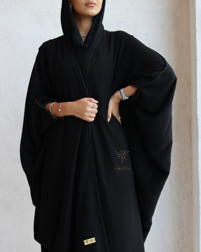 عباية بشت سوداء بشك كريستالي z6019