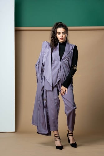 عباية رسمية ثلاث قطع بنفسجي Z9457