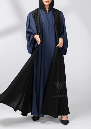 عباية سوداء وكحلي مكونة من قطعتين متصلة -6161