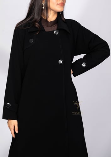 عباية سوداء بقصة الترنش كوت - 6152