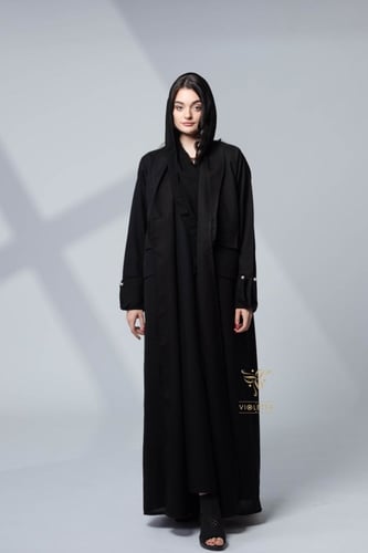 عباية سوداء بياقة رسمية مميز-Z6061