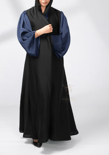 عباية سوداء وكحلي مكونة من قطعتين متصلة -6161