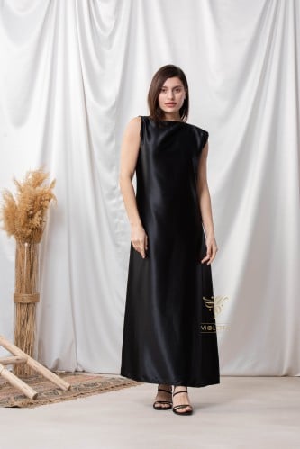 فستان حرير أسود Z9016