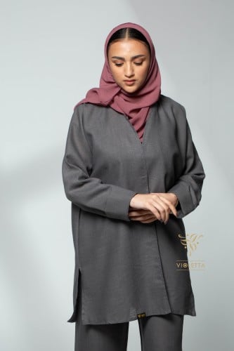 بدلة محجبات باللون الرمادي- Z9456