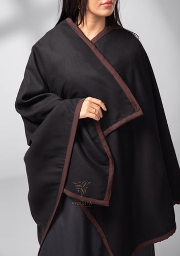 شال أسود بقيطان بنية z6116